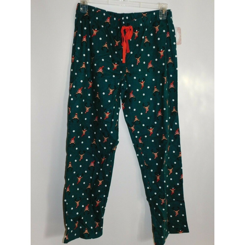 Jenni Women's Christmas Reindeer Print Cotton Flannel Pajama Pants Size Small